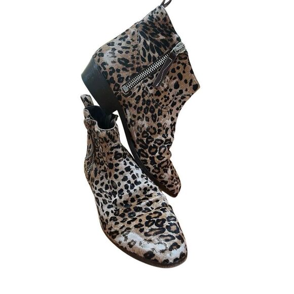 Golden Goose Viand Leopard Pony Hair Double Zip Ankle Bootie Eu 40 US 10 - Picture 1 of 15